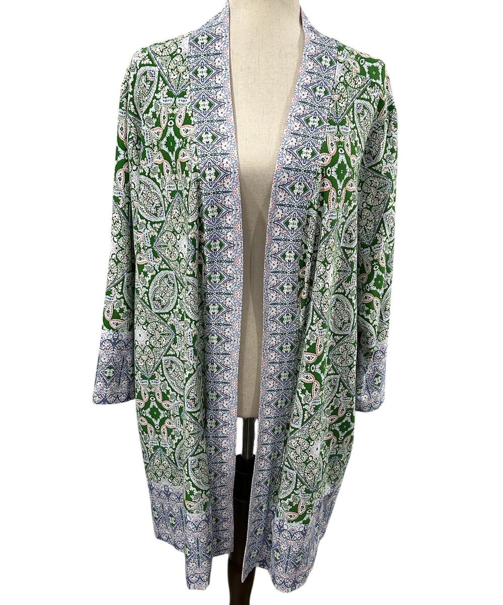 Isaac Mizrahi Bohemian Floral Medallion Long Cardigan Duster Plus Size 2X EUC